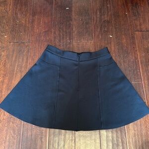 Top Shop flare mini skirt black colorway visible seaming size 8 zip closure